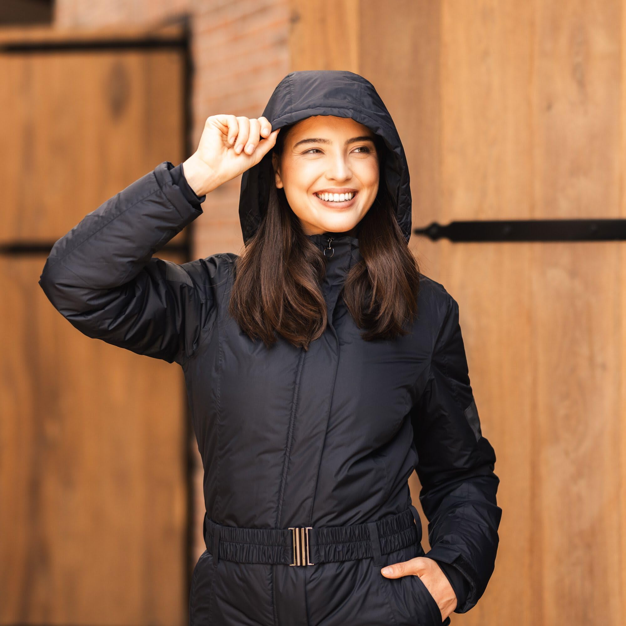 HORZE Damen Overall Annica, wasserabweisend, Winddicht, Silikon Vollbesatz, Schwarz, 40