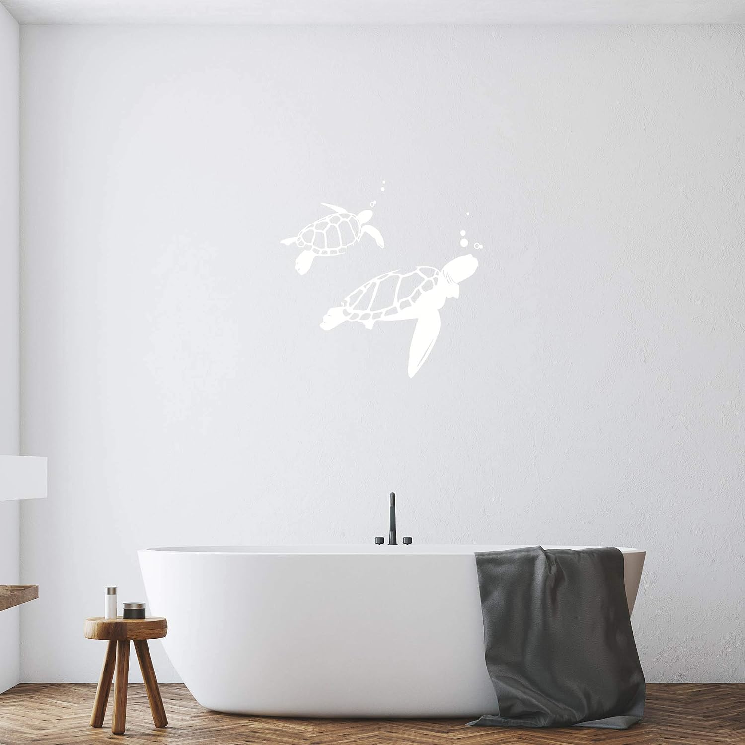Walllums Swimming Turtles Vinyl Wall Decal - 24"x21" - White