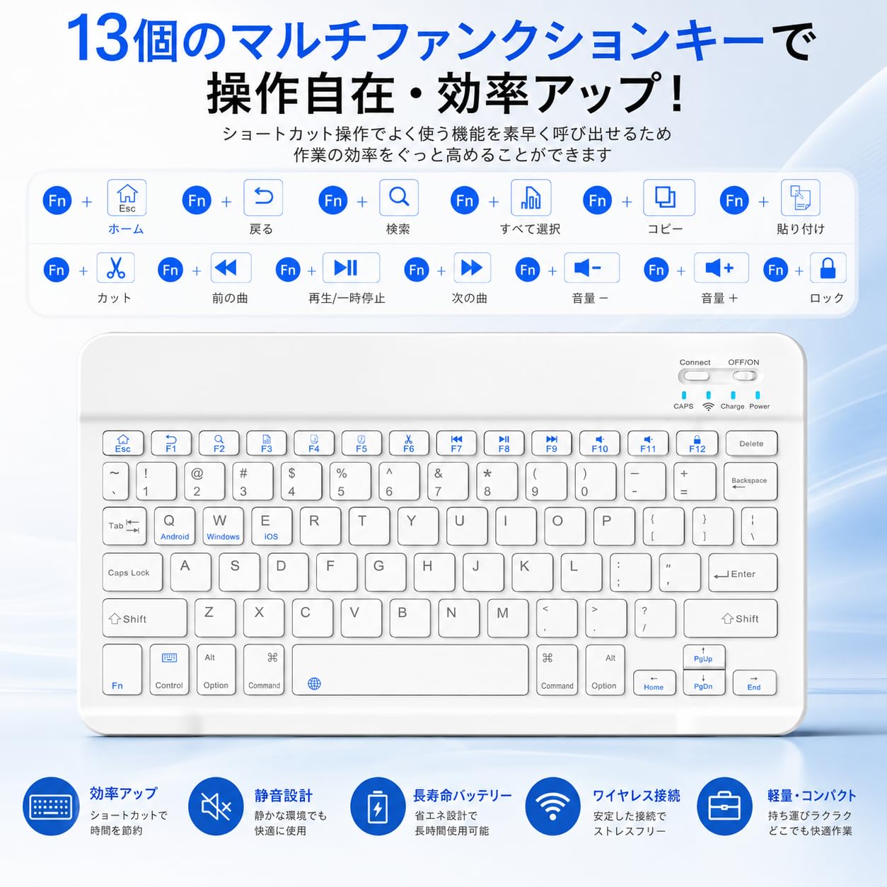 Amazon | ワイヤレスキーボード&マウスセット Bluetooth5.2 薄型 静音