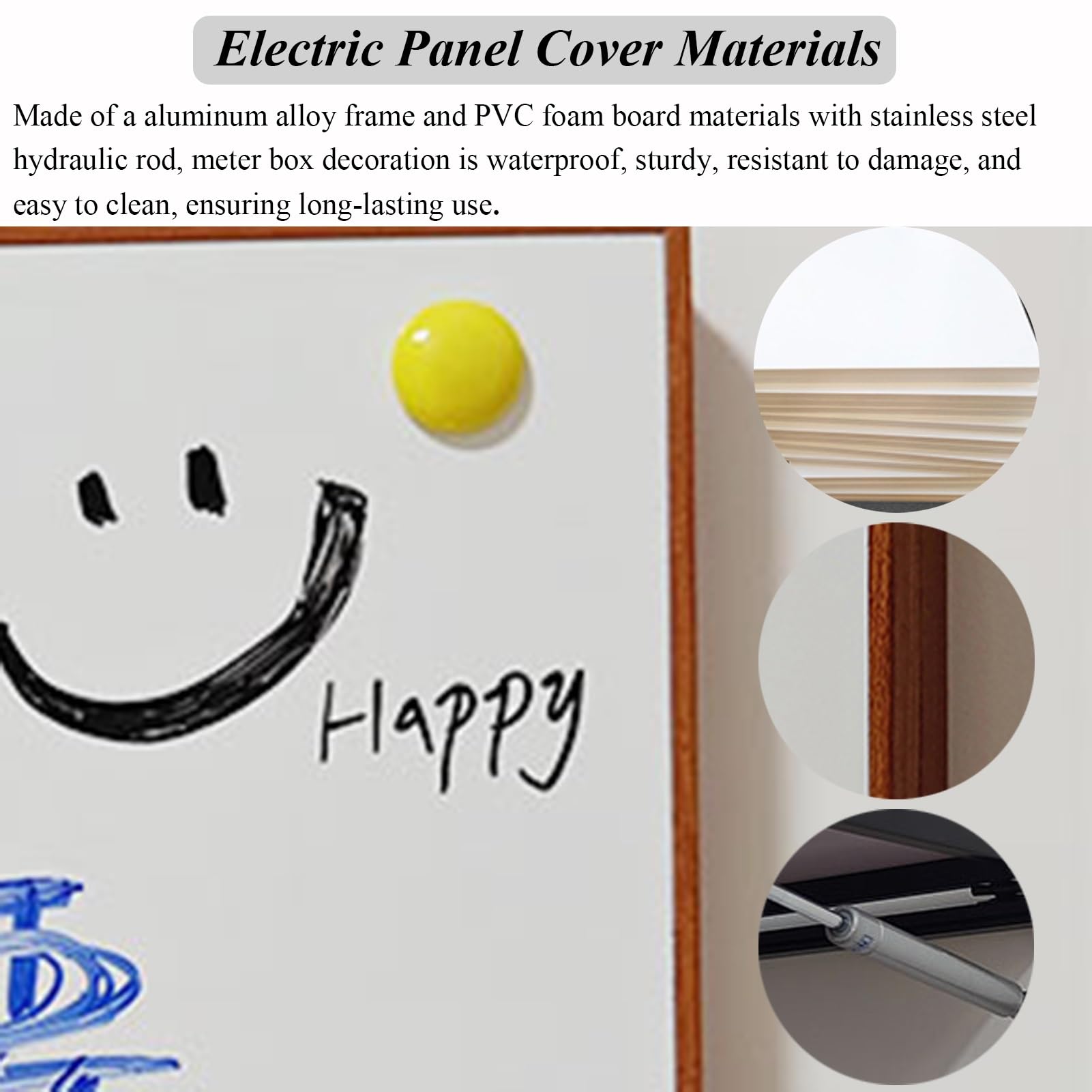 Tapa Cuadro Electrico Obra de Arte DIY para Cubrir un Panel Eléctrico, Caja de Medidor Eléctrico con Soportes Hidráulicos para Varillas, Tapiz para Ocultar un Panel Eléctrico, Decoración del Hogar(Whi