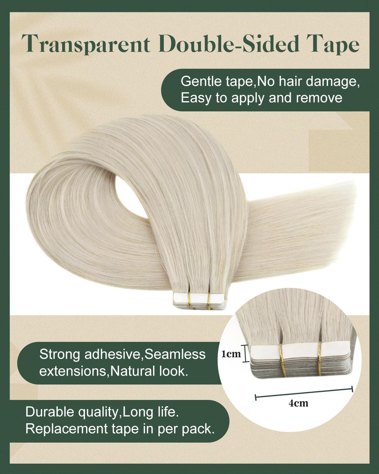 Ugeat Tape In Extensions Human Hair Blonde Remy Human Hair Tape In Extensions Platinum Blonde Hair Extension Tapes In For Women 18 Inch 50G 20Pcs - View #10