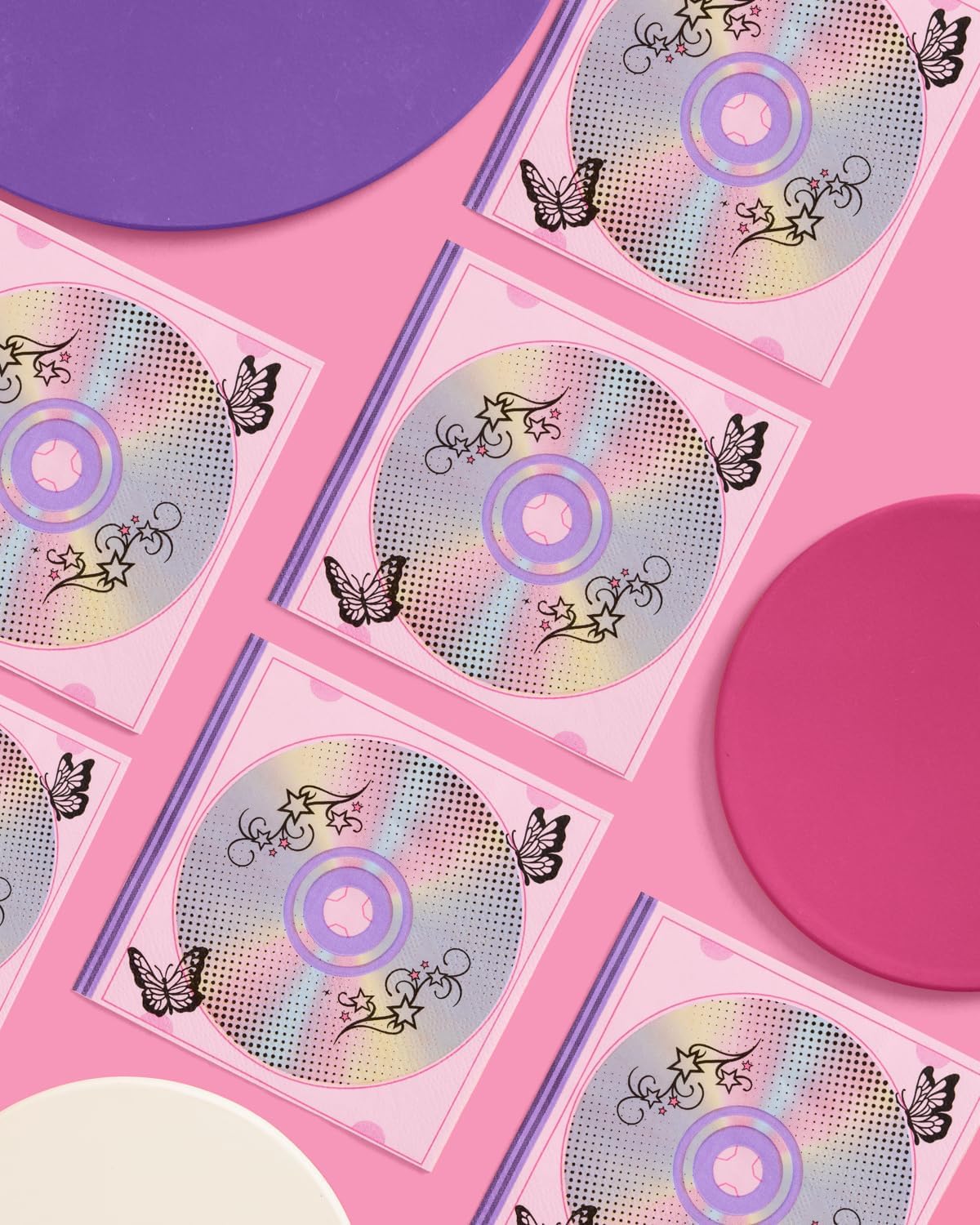 xo, Fetti Y2K Napkins - 25 CD Paper Napkins | Retro 2000s Party, Birthday, Bachelorette, Disco Vibes, Holographic, Girly Decor