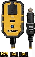 Vista 3 de Inversor de corriente DeWalt DXAEPI140 de 140 W con dos puertos USB: de 12 V de CC a 120 V de CA