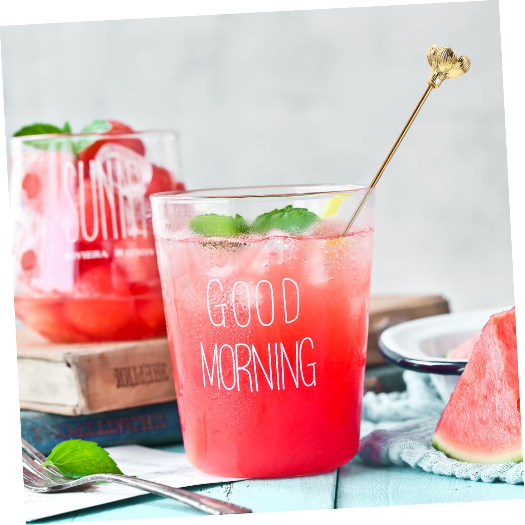 KICHOUSE 1Pc Golden Stirring Bar Household Mixing Spoon for Coffee Iced Tea Drinks Stylish Kitchen Accessory for Home Restaurants Coffee Shops