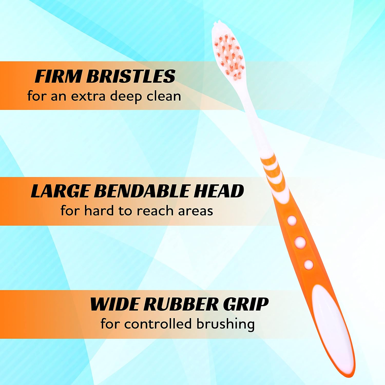 Lingito Extra Firm Toothbrush, Hard Bristle Toothbrush Set for Adults or Smokers Travel Kit, Multicolor Denture Brush, Large Head, Manual Travel Toothbrush Hard Bristles