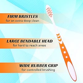 Lingito Extra Firm Toothbrush Set for Adults or Smokers Travel Toothbrush Kit, Hard Multicolor Denture Brush, Large Head, Manual Travel Toothbrush Hard Bristles (12 Pack)