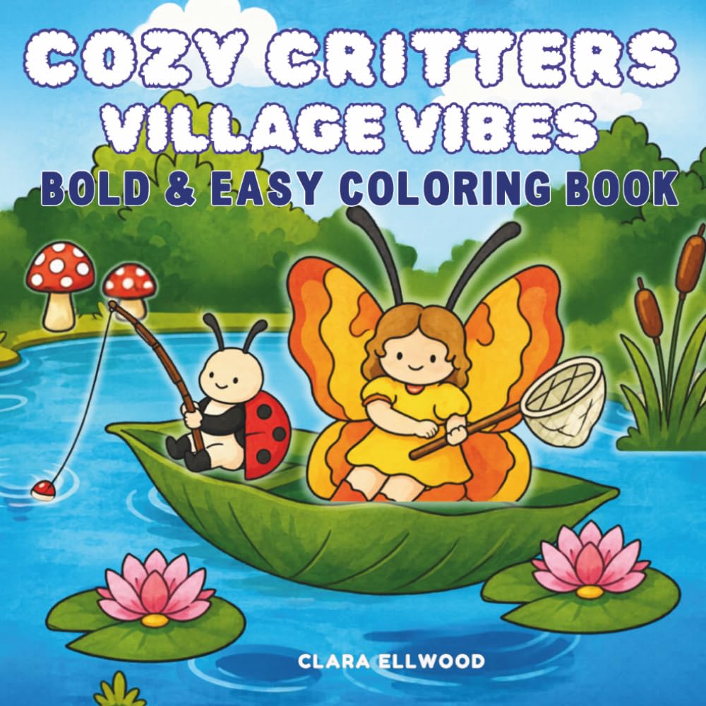 Cozy Critters Village Vibes: Bold & Easy Coloring Book