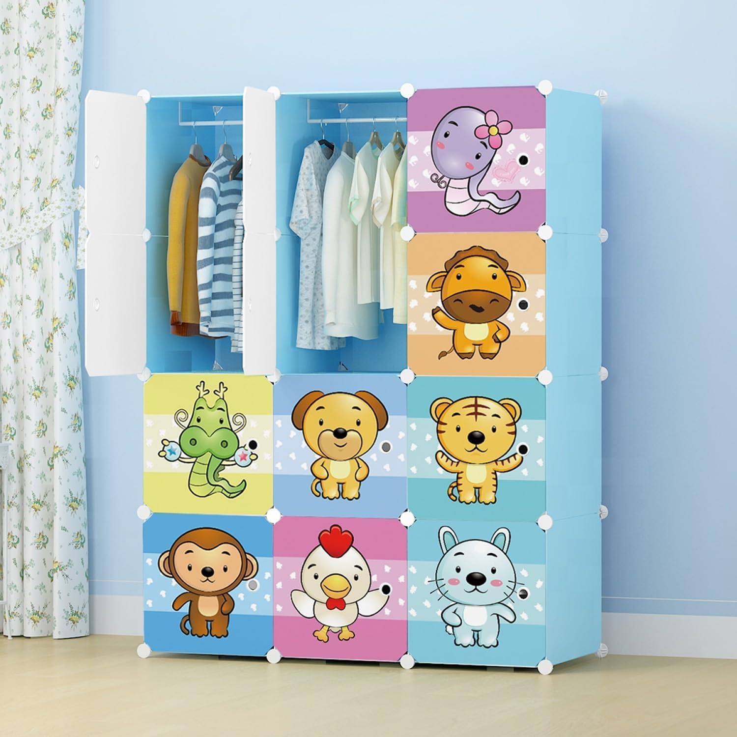 Ticoh 12 Door Plastic Wardrobe for Kids - Cupboard for Clothes Storage Rack, Almirah for Clothes, Baby Collapsible Wardrobe, Multi-Purpose Kids Storage Organizer for Books,Toy discount deal