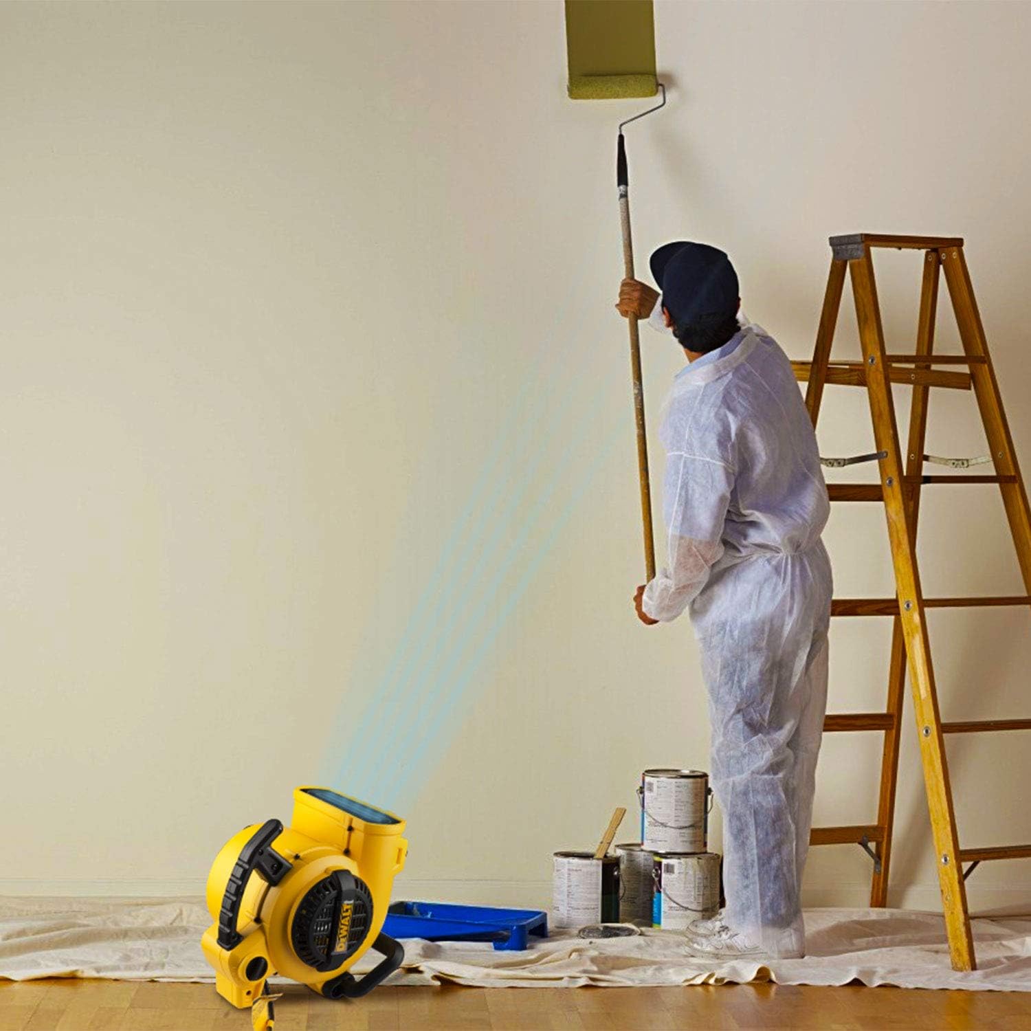 DEWALT Portable Air Mover, ‎276W 3 Speed Floor Fan, Utility Blower Fan, 1/5 HP 600 CFM Floor Dryer, Carpet Dryer, Floor Fan, Blower, for Janitorial, Home, Commercial Use, DXAM-2260