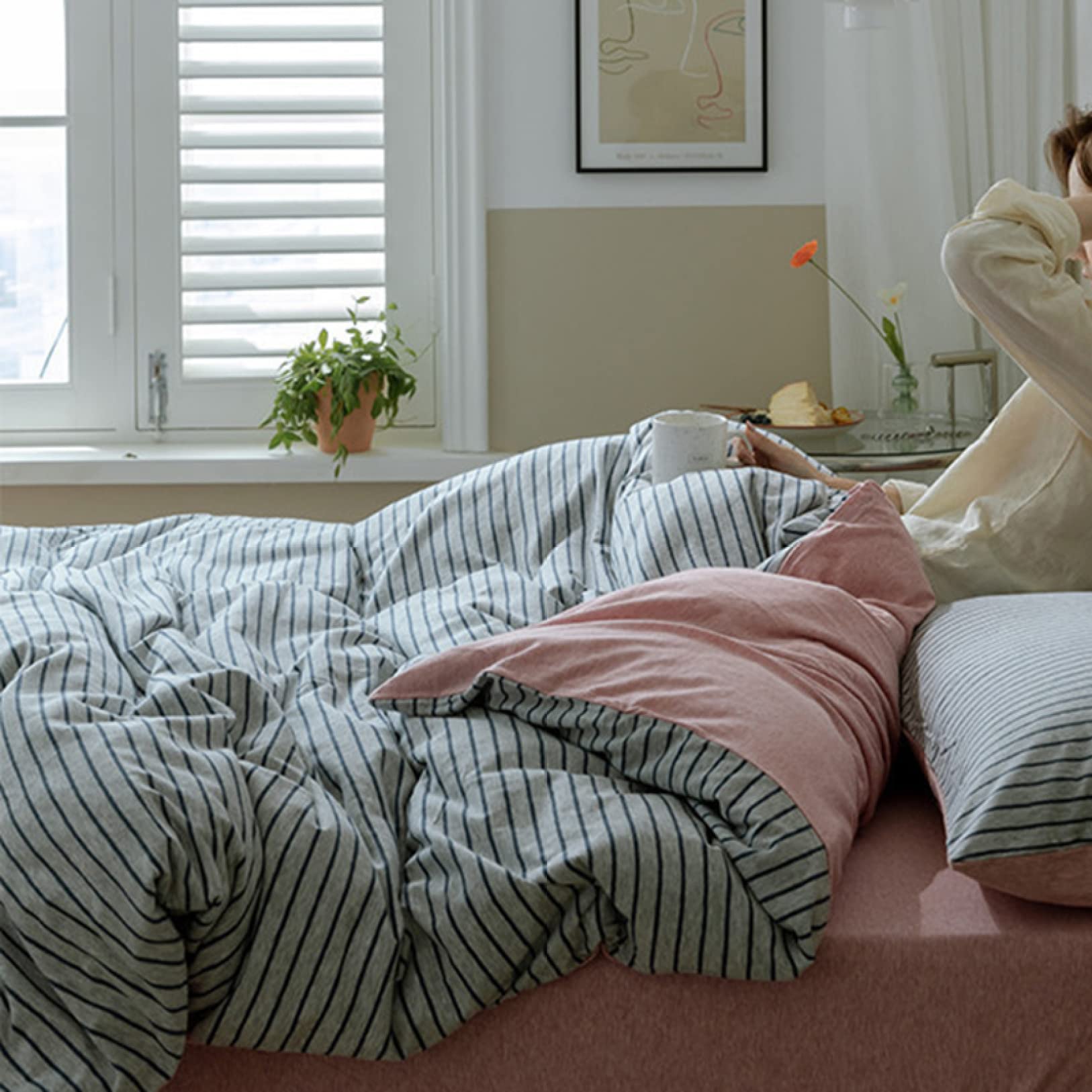 ロマプリ ギンガムチェック柄 ブルー 水色 布団カバー3点セット