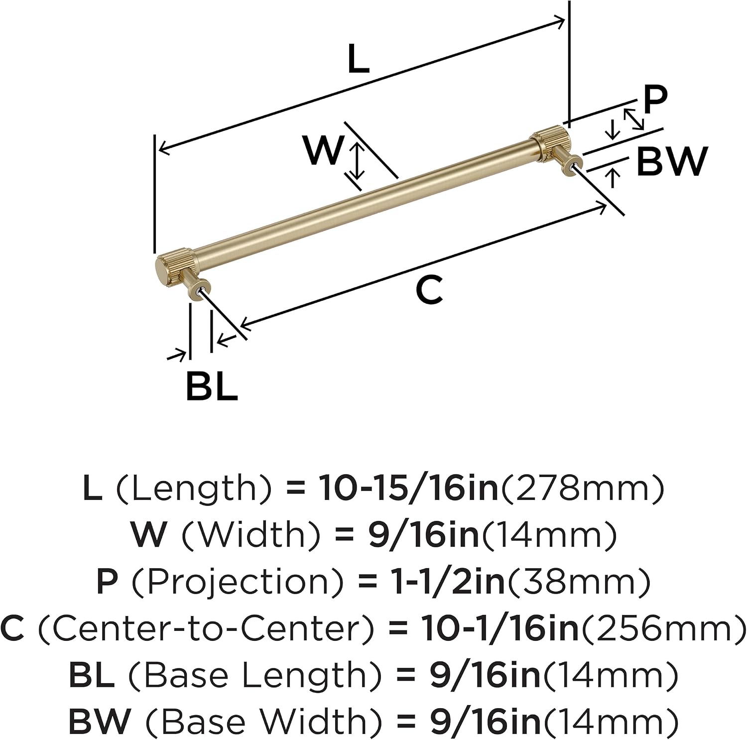Amerock Farewind 10-1/16 inch (256mm) Center-to-Center Golden Champagne Cabinet Pull, BP37808BBZ
