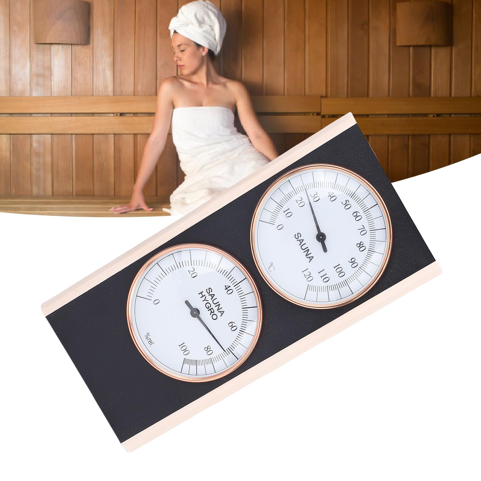 Sauna -Thermometer Hygrometer, 2 in 1 Holz Celsius Temperaturfeuchtigkeitsmesser für Spa -Dusch -Sauna -Zimmer