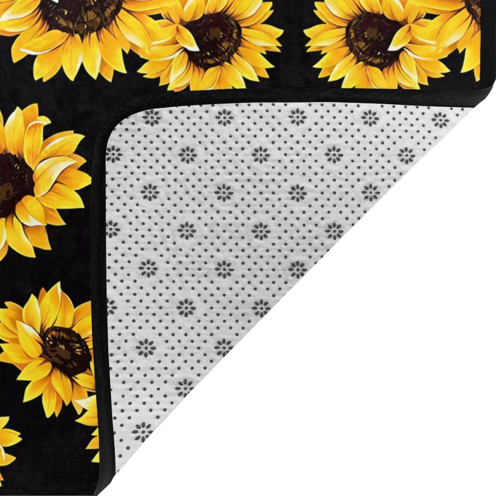 Tapis antidérapant en fausse fourrure avec imprimé tournesol 203,2 x 147,3 cm – Couvre-lit confortable pour salon, chambre, bureau et plus encore