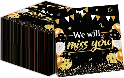 50 servilletas de papel para fiesta con texto en inglés We Will Miss You a granel para fiesta de despedida, suministros de decoración desechables
