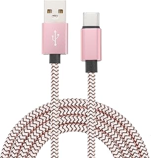 sourcing map Cable de carga USB tipo C de 6.5 pies, cable de carga trenzado de 2.4 A tipo C a USB A, cable de transferencia de datos para tablet, teléfono, lámpara de escritorio LED, dron, color rosa