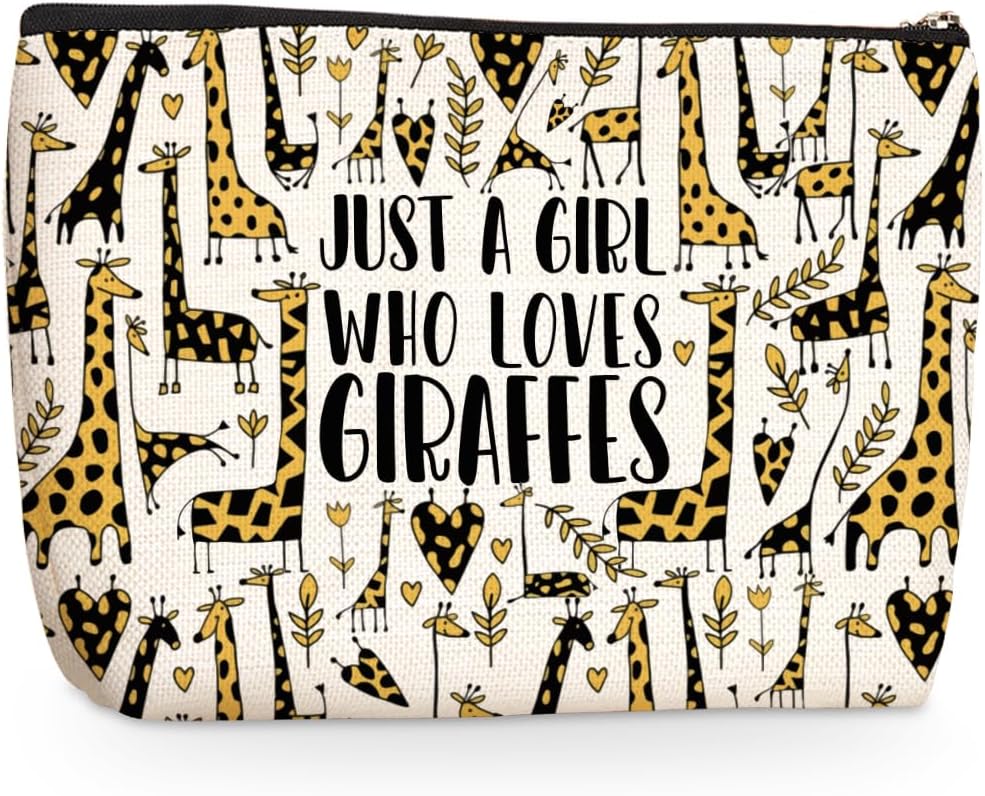 Cute Giraffes Makeup Bag Giraffe Gifts Cosmetic Travel Bag Giraffe Decor Stuff for Animal Giraffes Lovers Women Breeder Coworker Girls Sister Best Friend Female Skincare Bag for Christmas Birthday