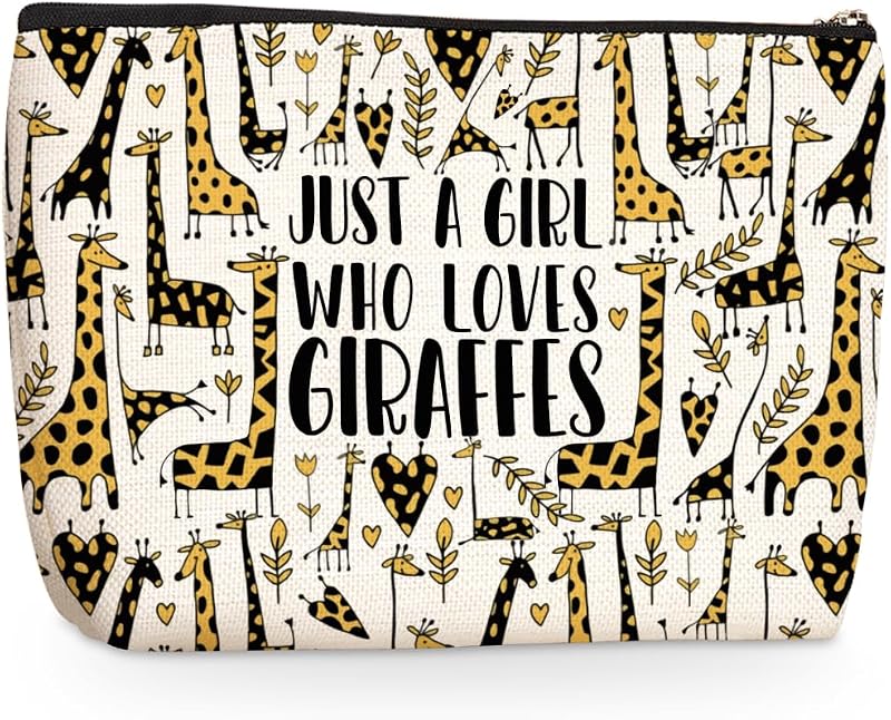 Necessaire retangular jealance com estampa de girafas, lona, 20,07 x 17,27 x 5,08 cm