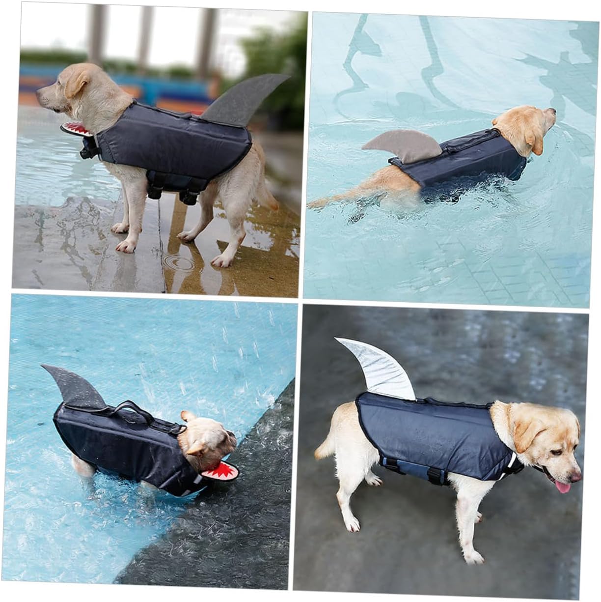 Dog Shark Swim Vest Reflective Floating Life Jacket Waterproof Gray XL for Outdoor Training Puppy Pool Swimwear