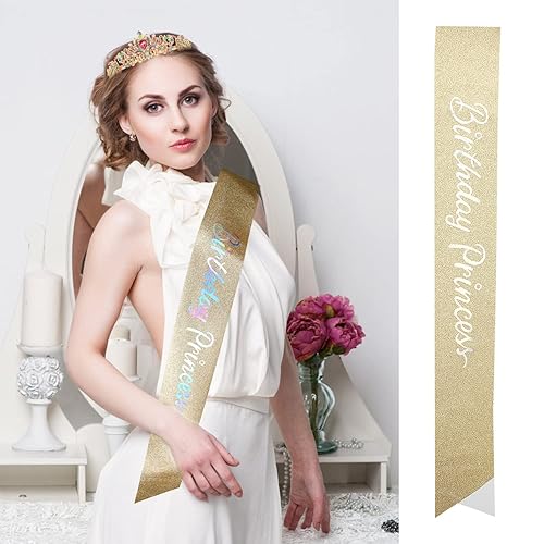 Miniatura 2 de Tiara de cumpleaños para niñas, corona de princesa con banda de cumpleaños, diadema de cumpleaños, coronas de cumpleaños para mujeres, tiaras para