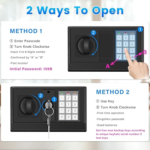 Miniatura 7 de Caja fuerte de 19.69 pulgadas de alto, caja fuerte para el hogar de 3.3 pies cúbicos con bolsa impermeable ignífuga, caja de seguridad digital