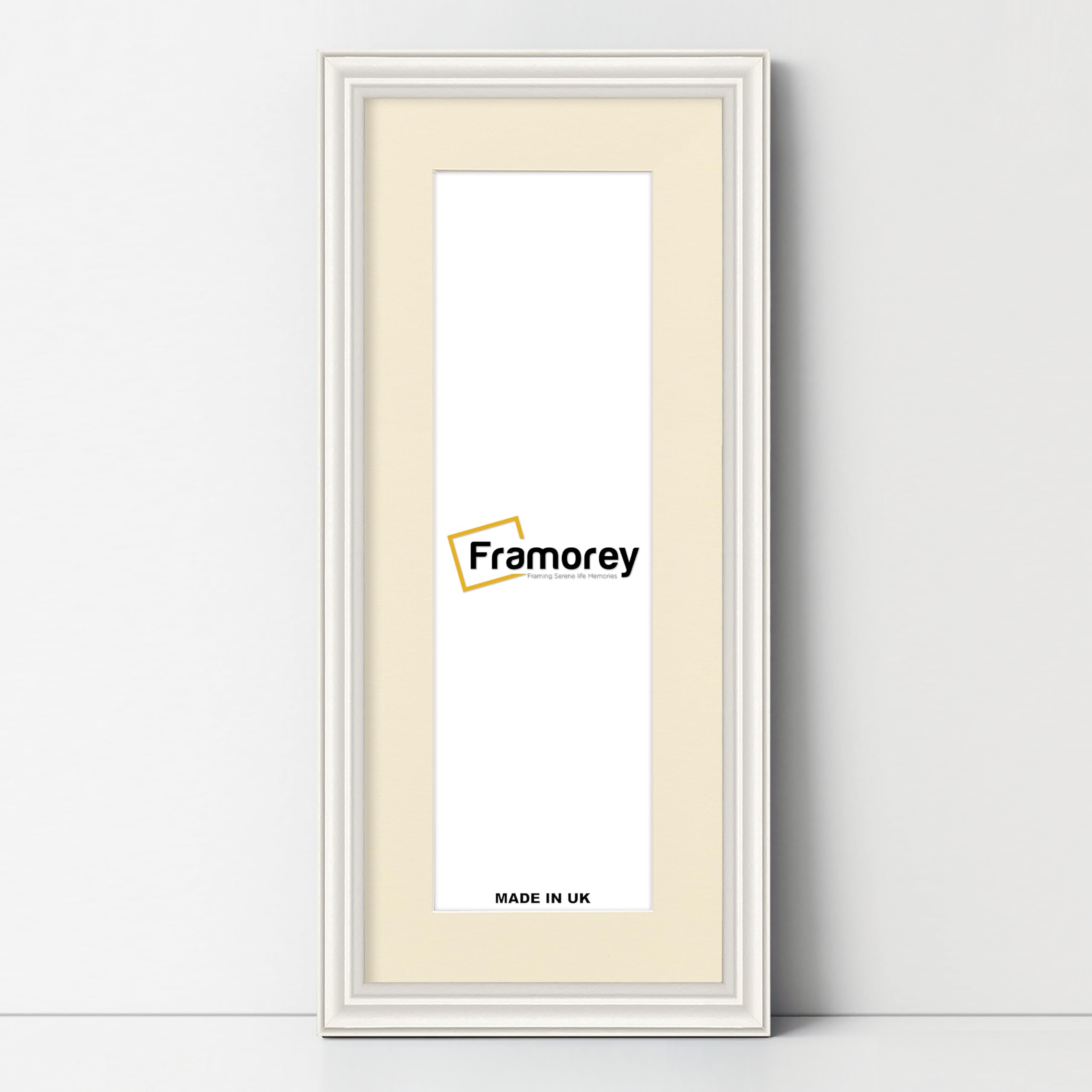 FRAMOREY Panoramic Style Antique LW Picture Frame, 24x12" White Photo Frame With 20x8" Ivory Mount Wall Art Poster Frame, Modern Photo Frames, Home Décor Frames