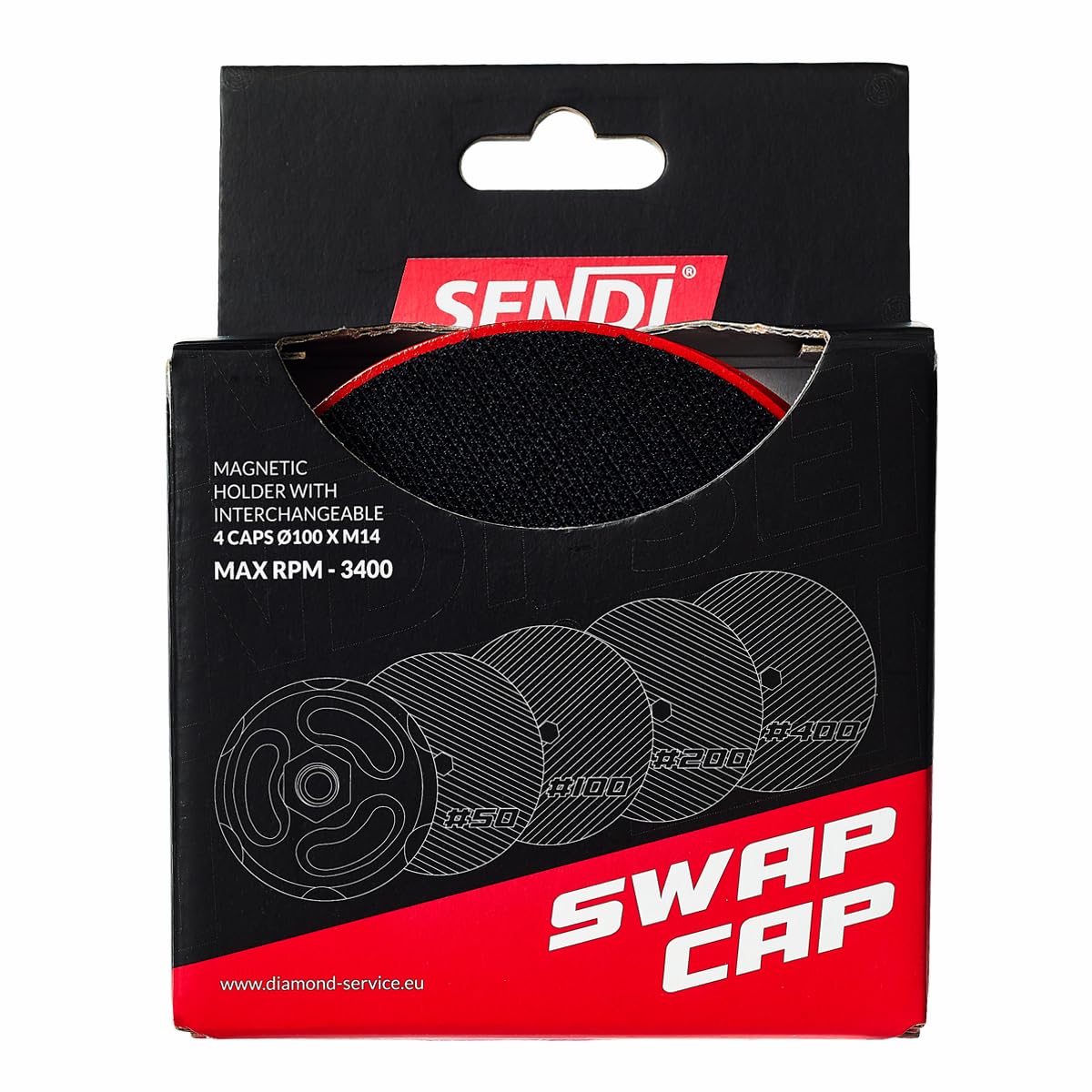 Adaptador Magnetico con soportes intercambiables SENDI SwapCap 4x100mm - Diseñada para mas eficiencia y rapidez cambiando de Disco - Innovador sistema magnetico - Hasta 3400rpm.