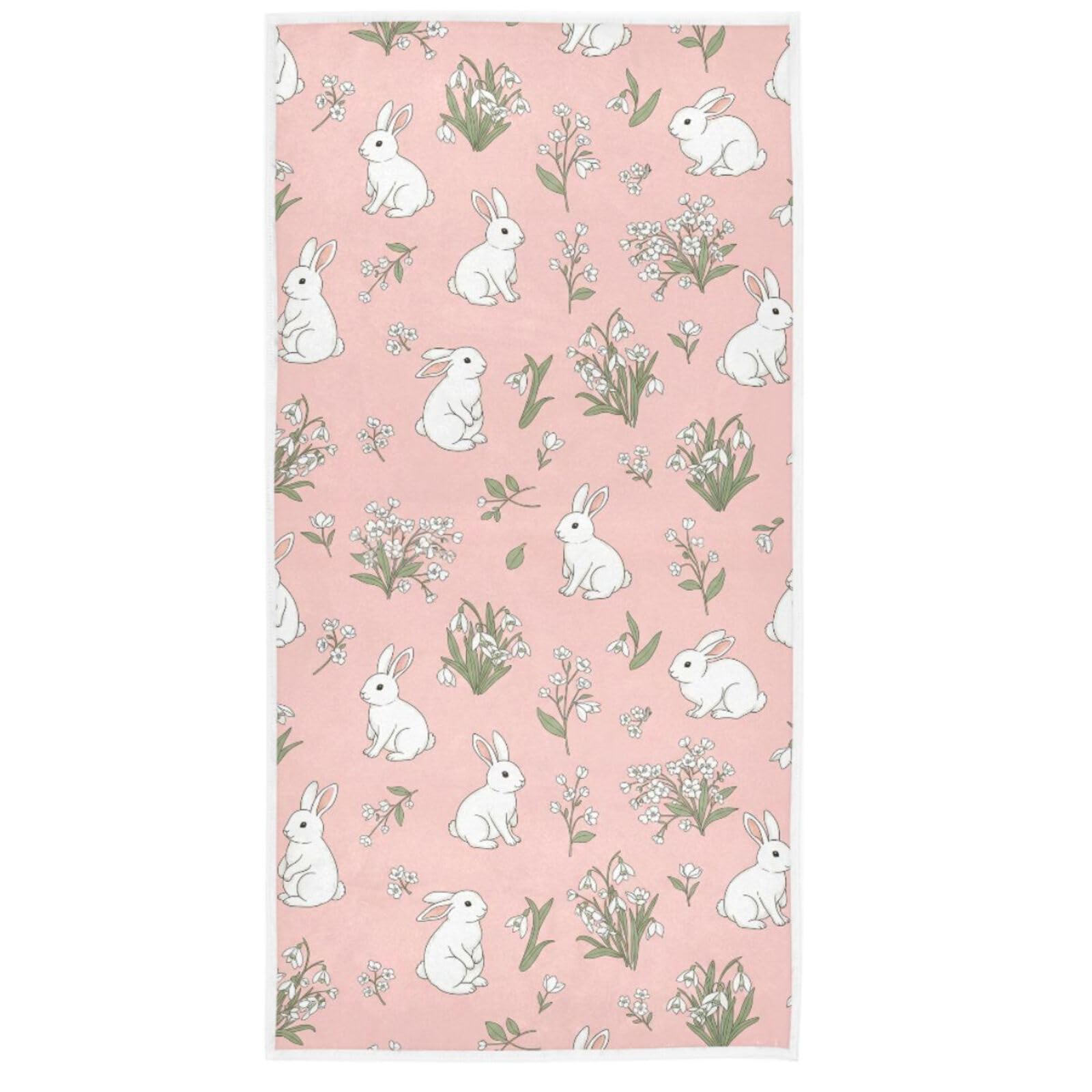 Toalla Microfibra Lindo Conejito con Flores Toallas baño Gimnasio 80x130Cm