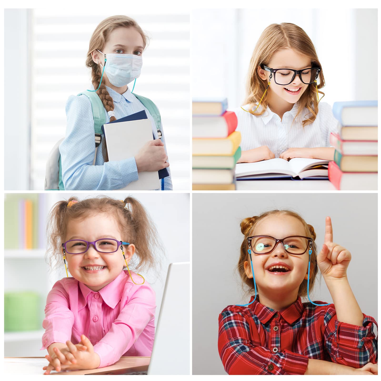 Hifot Correa Gafas para Niños 10 Piezas, Unicornio Gancho de Máscara Ajustable, Dibujos Animados Retenedor Cadenas Cordones para Gafas