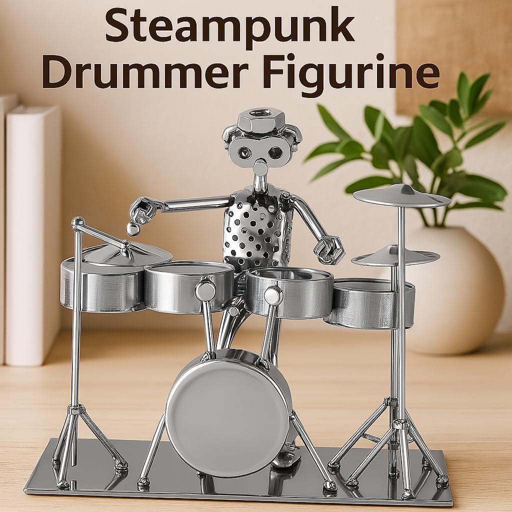 Broadway Gifts 7.3" Silver Metal Drummer Figurine Decoration - Image 2