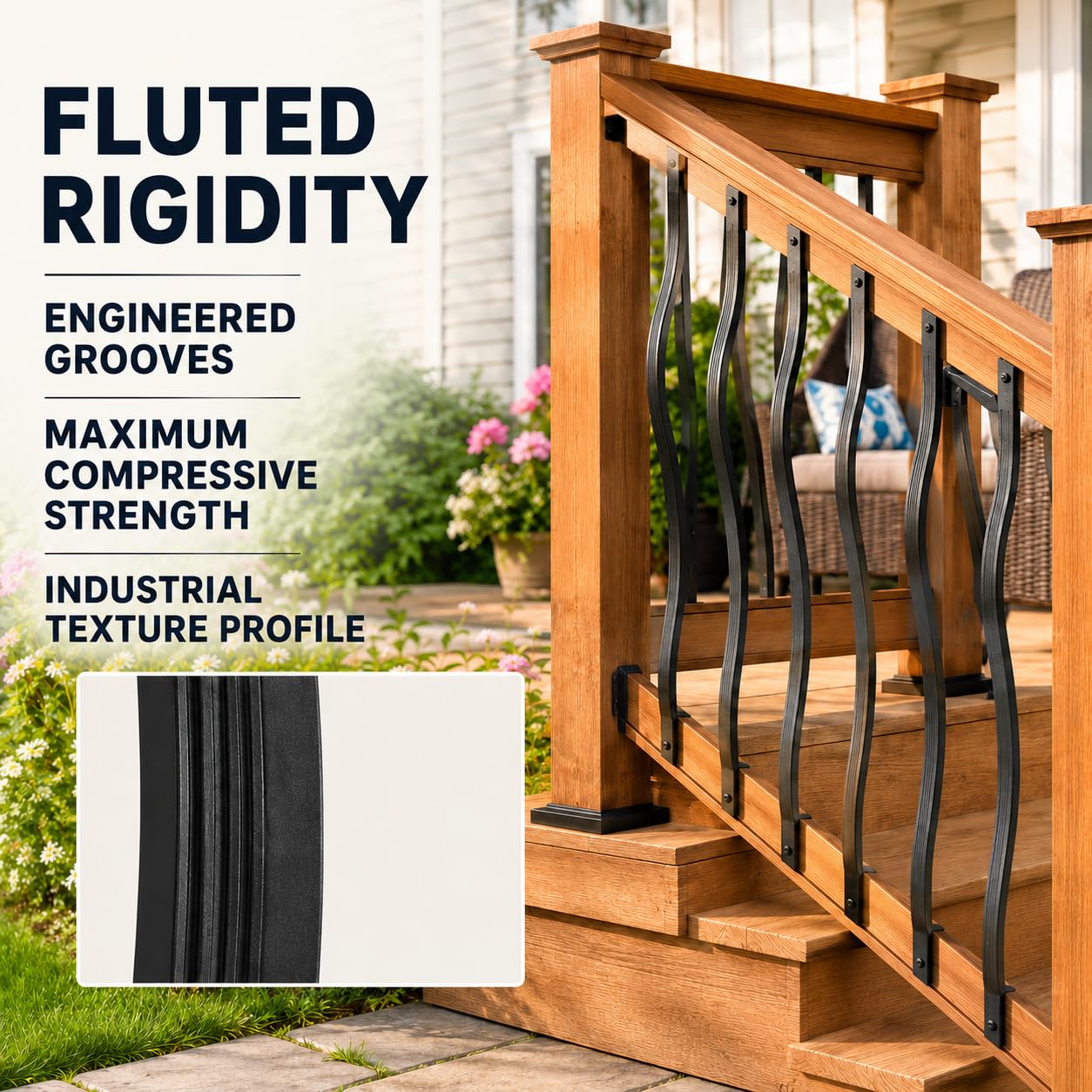 29.5" Curved Aluminum Deck Balusters, 25 Pack, Matte Black | Rust-Resistant Aluminum, Pre-Drilled Side-Mount, Anti-Bend Curved Profile, for Porch & Balcony Railings, 108 Screws Included