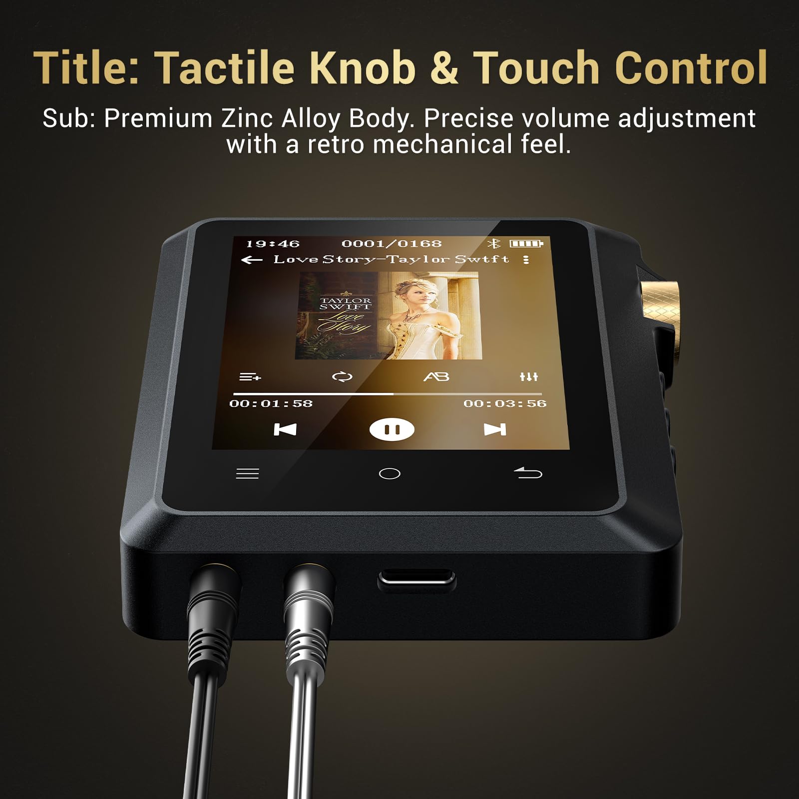 64GB Hi Res Lettore MP3 con Bluetooth 5.3, Lettore Musicale Digitale Ad Alta Risoluzione DSD Senza Perdita di Dati con touchscreen da 2,8"