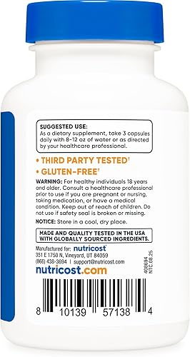 Miniatura 4 de Nutricost Magnesium Glycinate Capsules (90 Capsules, 210 mg Per Serving) - Magnesium Glycinate Supplement for Gentle Absorption