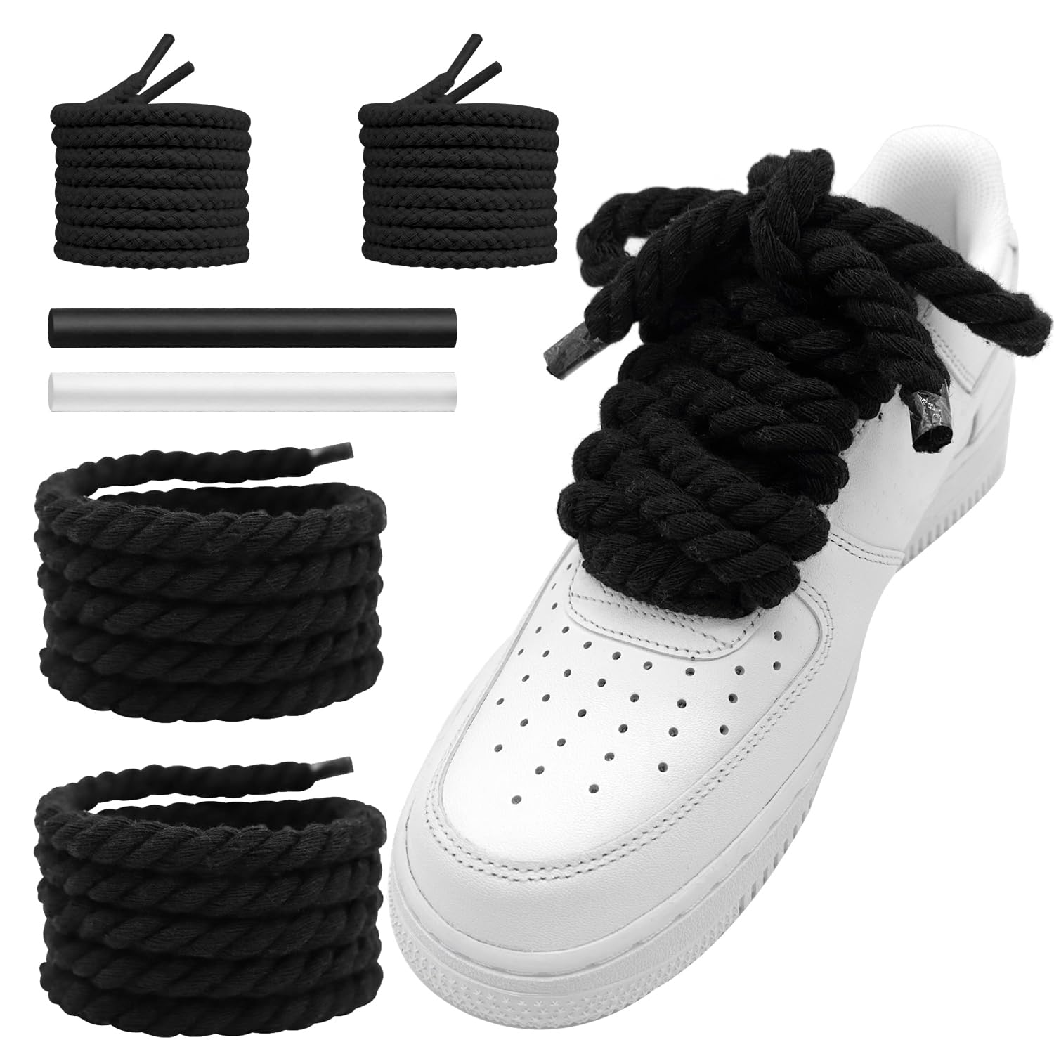 Thick Rope Shoe Laces Strings for Air Force 1, Round Cotton Chunky Shoelaces Replacement Laces for Sneakers