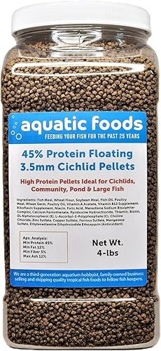 Miniatura 3 de Pellets de cíclidos, 45% de proteína flotante de 0.138 in (964 pulgadas) para discutir, Oscar, centroamericano, cíclidos sudamericanos... tarro
