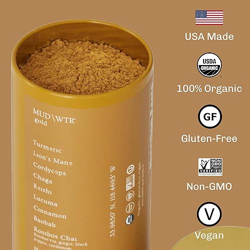 Miniatura 7 de MUDWTR Bebida de hongos descafeinados con cúrcuma  Cero cafeína  Alternativa al café de hongos orgánicos USDA  Cultivado en EE. UU.  Apoyo para el
