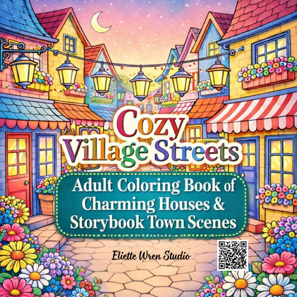 Cozy Village Streets Coloring Book: Bold & Easy Adult Coloring Book for Relaxation and Stress Relief | Charming Village Streets, Cozy Town Scenes, and Storybook Houses (Cozy Places Coloring Books)