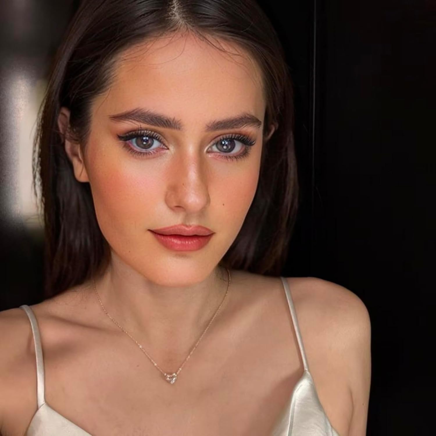 Renaiz Heart Gemstone Pendant Necklace for Women, 14K Gold Plated, Colorful Cubic Zirconia in White, Pink & Brown, Dainty Chain Jewelry, Sparkling CZ Fashion Accessory, Minimalist Gifts for Her - Image 4