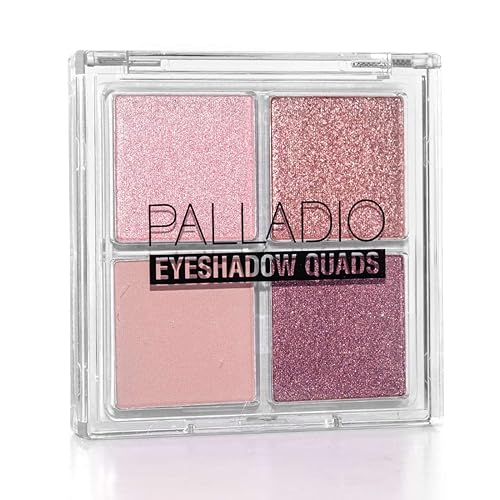 Palladio Sombra de ojos Quads aterciopelada pigmentada mezclable mate, metálico y brillante, fórmula cremosa, paleta de sombras de ojos cuádruple de