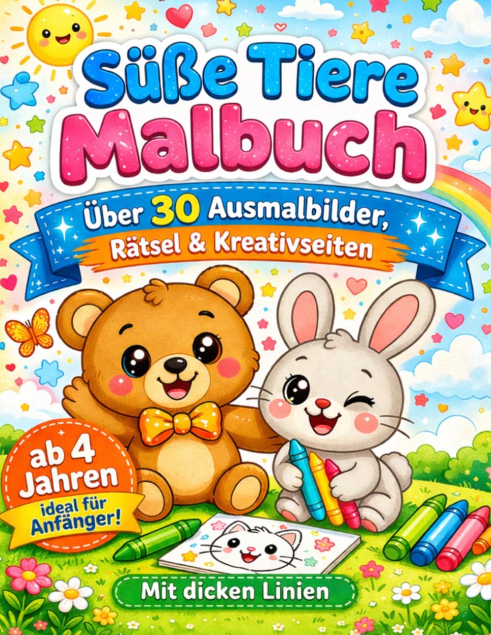 Süße Tiere Malbuch: für Kinder ab 4 Jahren