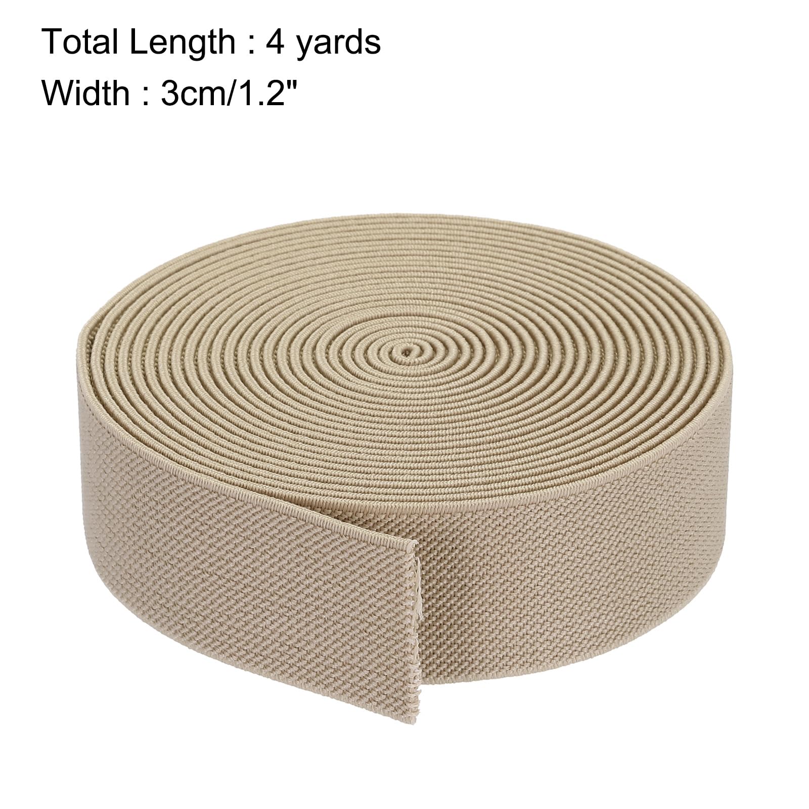 QUARKZMAN Ruban Élastique en Sergé Double Face de 3 cm (1,2 Po) de Large, 2 Yards (6 Pieds) de Longueur, Couleur Marron Foncé, pour la Couture et les Ceintures