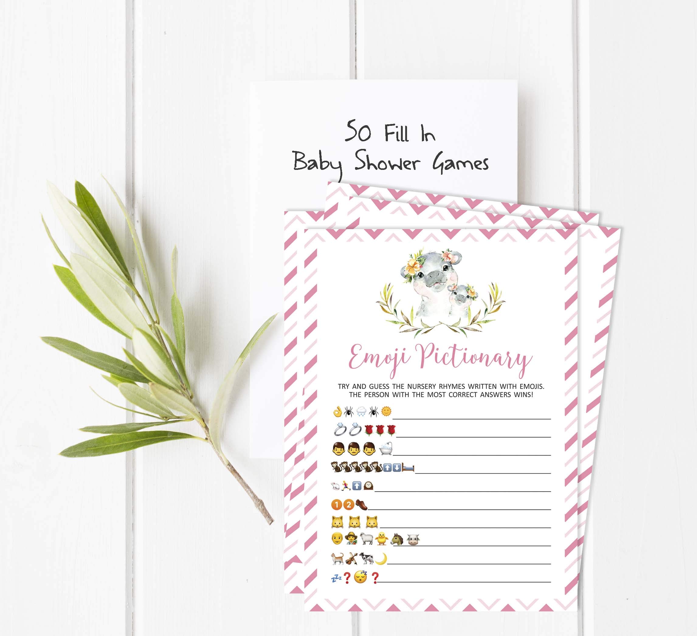 50 Giochi Per Baby Shower – Carte Pictionary, Quiz, Filastrocche, Tema Elefante E Giungla, 5x7 Pollici - 2