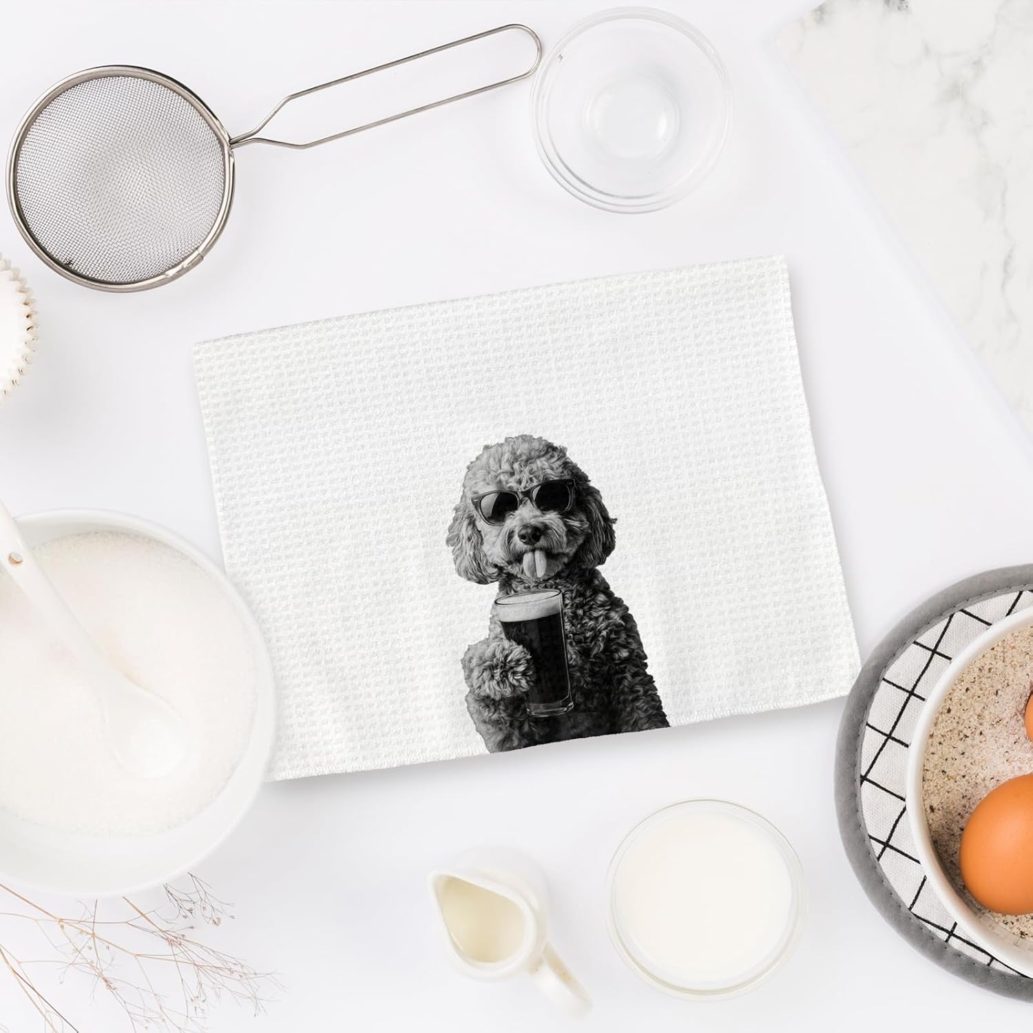 Goldendoodle Gifts Beer Kitchen Towels, Gifts for Golden Doodle Dog Beer Lovers Decorative Hand Dish Towel for Kitchen Home Bar,Funny Goldendoodle Dog BeerLover Home Bar Kitchens Decor(16x24In) - Image 6