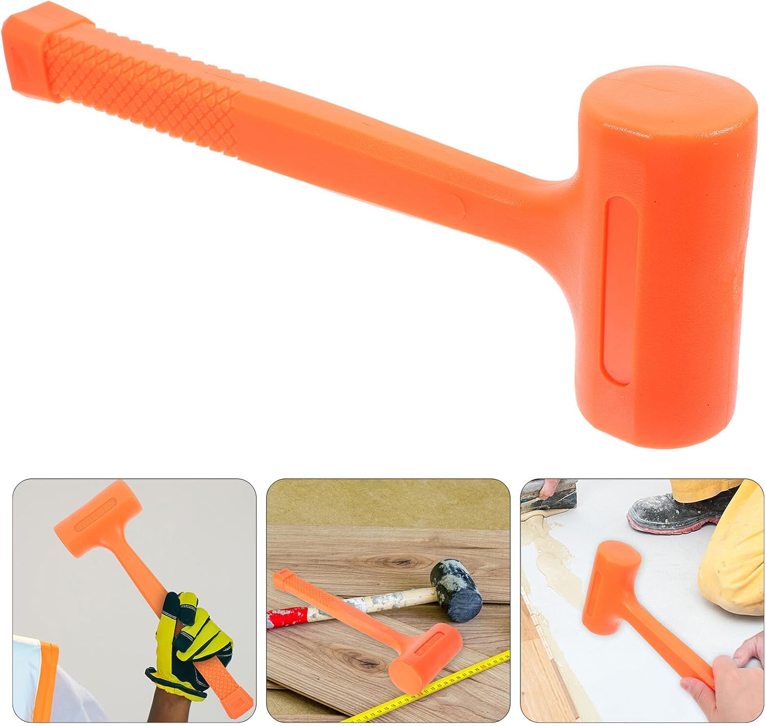 KALLORY Rubber Mallet Hammer 1lb Non-slip Small Floor Hammer for Tile Installation and Woodworking Hand Tool