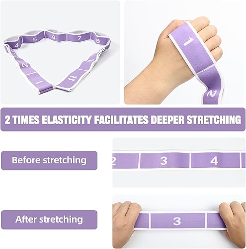 Miniatura 5 de Juego de correa elástica para piernas y espalda, correa elástica para yoga con 11 bucles, banda de yoga con anclaje de puerta, soporte para