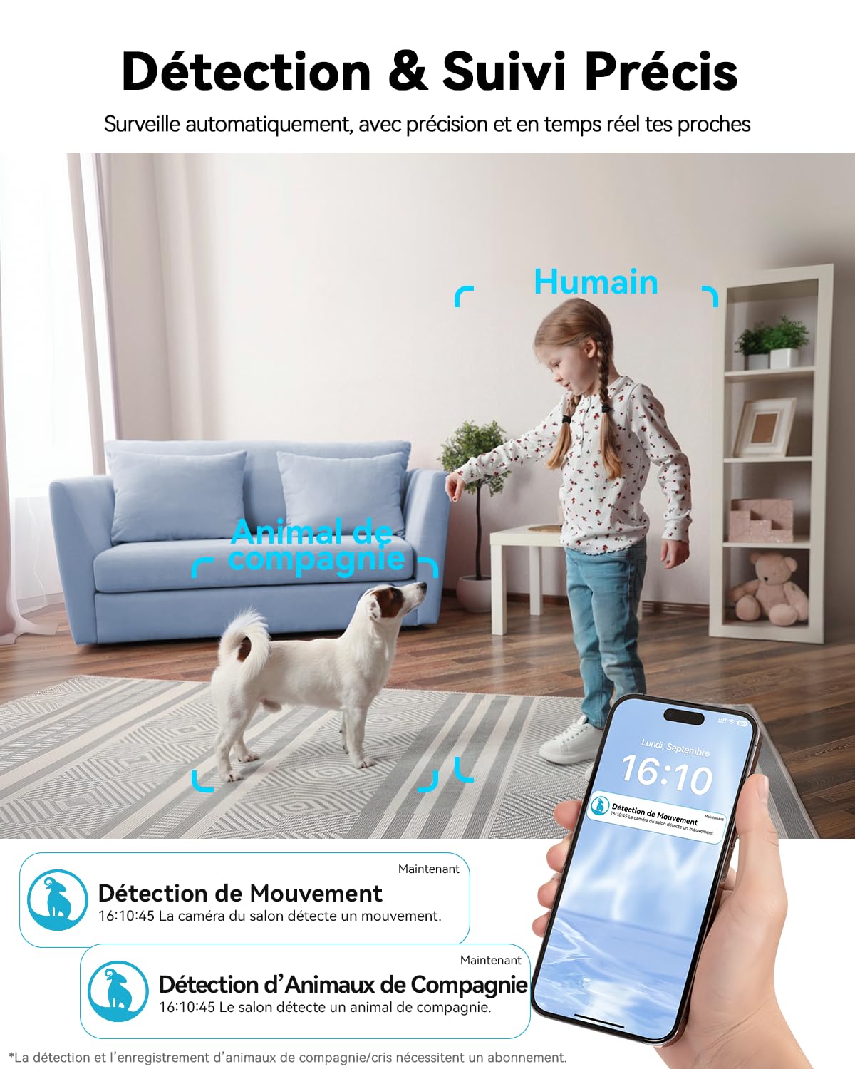 blurams Caméra Surveillance WiFi 4K, Caméra de Surveillance 8MP, Caméra Bébé Intérieure, Appel en Une Touche, Vision Nocturne en Couleur, Caméra Intérieure sans Fil, WiFi 5GHz/2,4GHz, Blanc