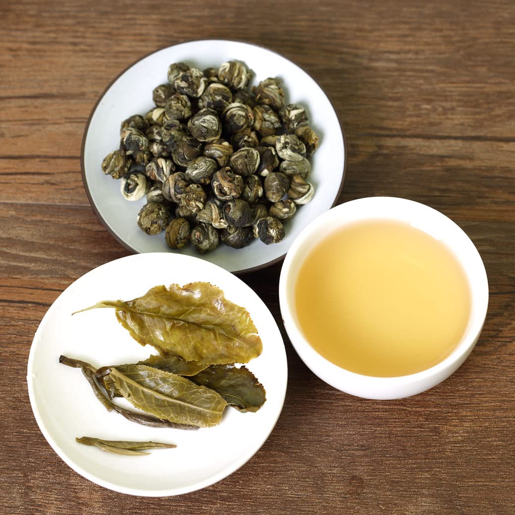 GOARTEA - Jasmine Dragon Pearls - 4Pcs 250g / Total 35.2oz Supreme Grade - Jasmine Pearl Green Tea - Chinese Green Tea Loose Leaf