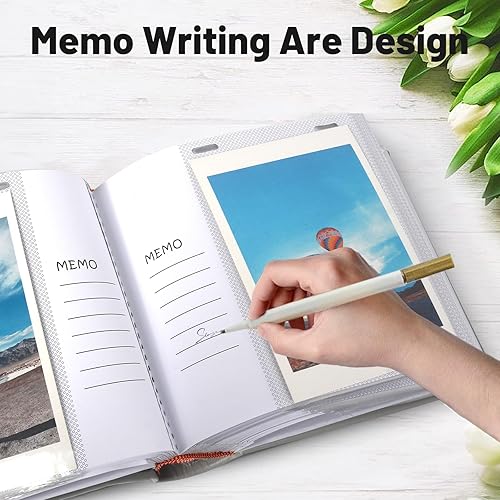 Miniatura 10 de RECUTMS Álbum de fotos de 4 x 6 pulgadas, 200 ranuras de fotos, páginas de papel blanco, álbumes de fotos pequeños, regalos personalizados para San