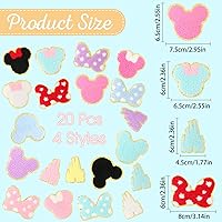 Vista 2 de 20 PCS Chenille Iron on Patches, CCOZN Colorful Chenille Castle Bowknot Bear Embroidered Patches Sew On Embroidered Applique DIY Accessory for