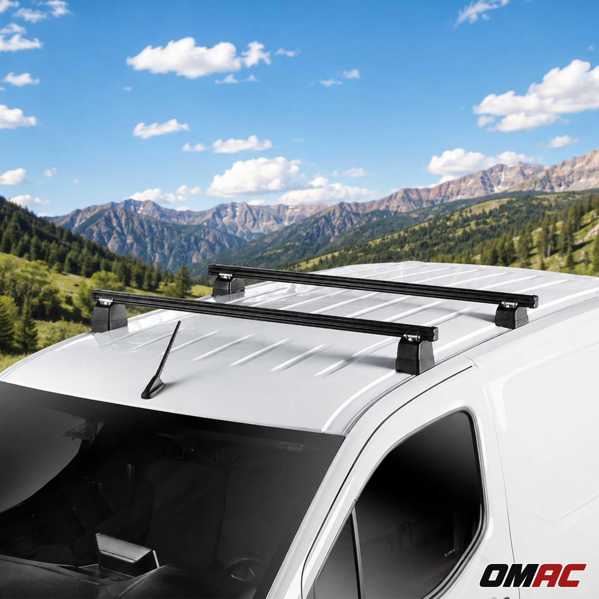 OMAC Dachträger für FIAT Ducato 1994-2006 H1+H2 2-Träger Stahl Schwarz