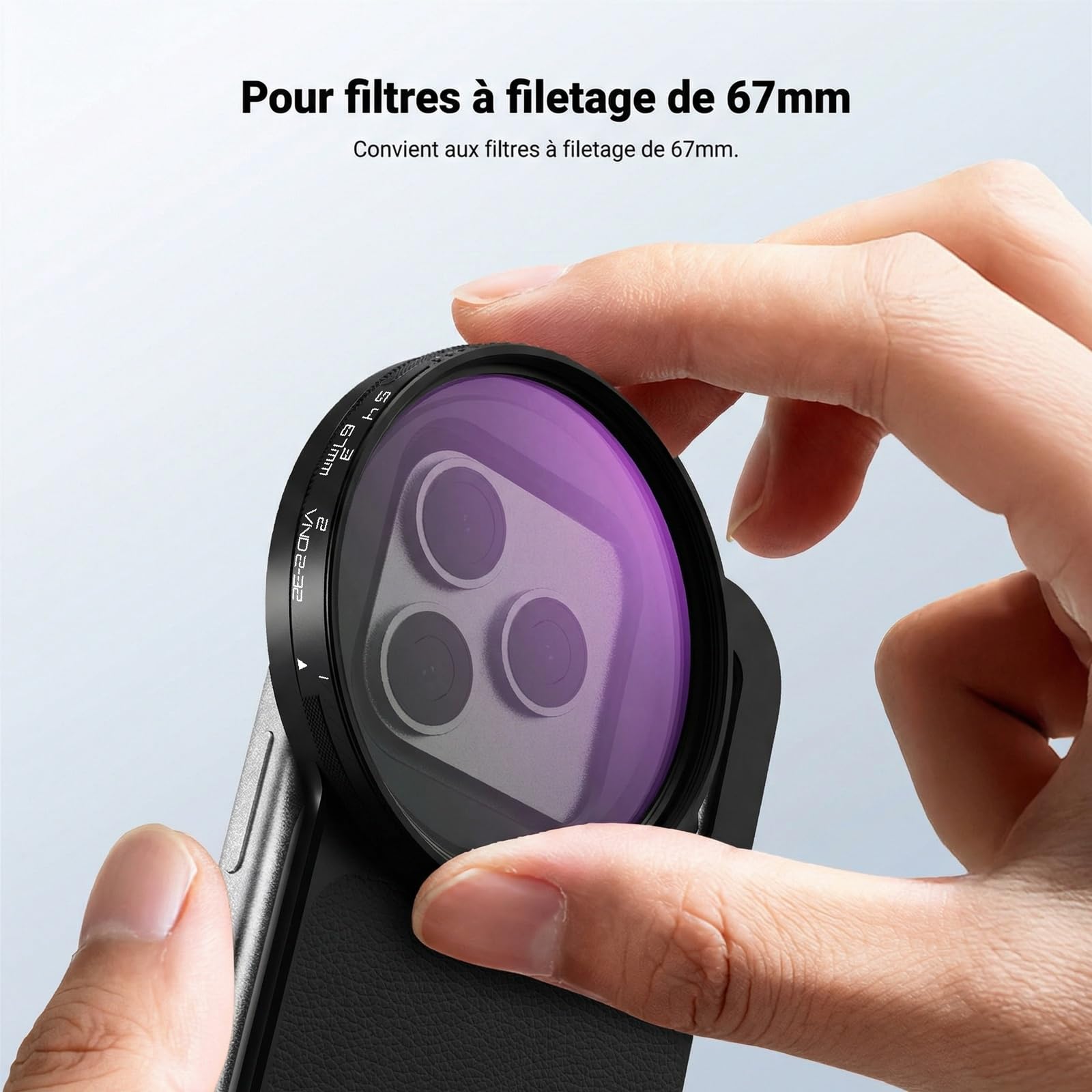 NEEWER 6,9" Adaptateur de Filtre magnétique pour Objectif téléphone avec Filtre à densité Neutre Variable de 67mm (ND 2-32), Compatible avec iPhone 12/13/14/15/16/17 Pro Max&14/15/16 Plus (MagSafe)
